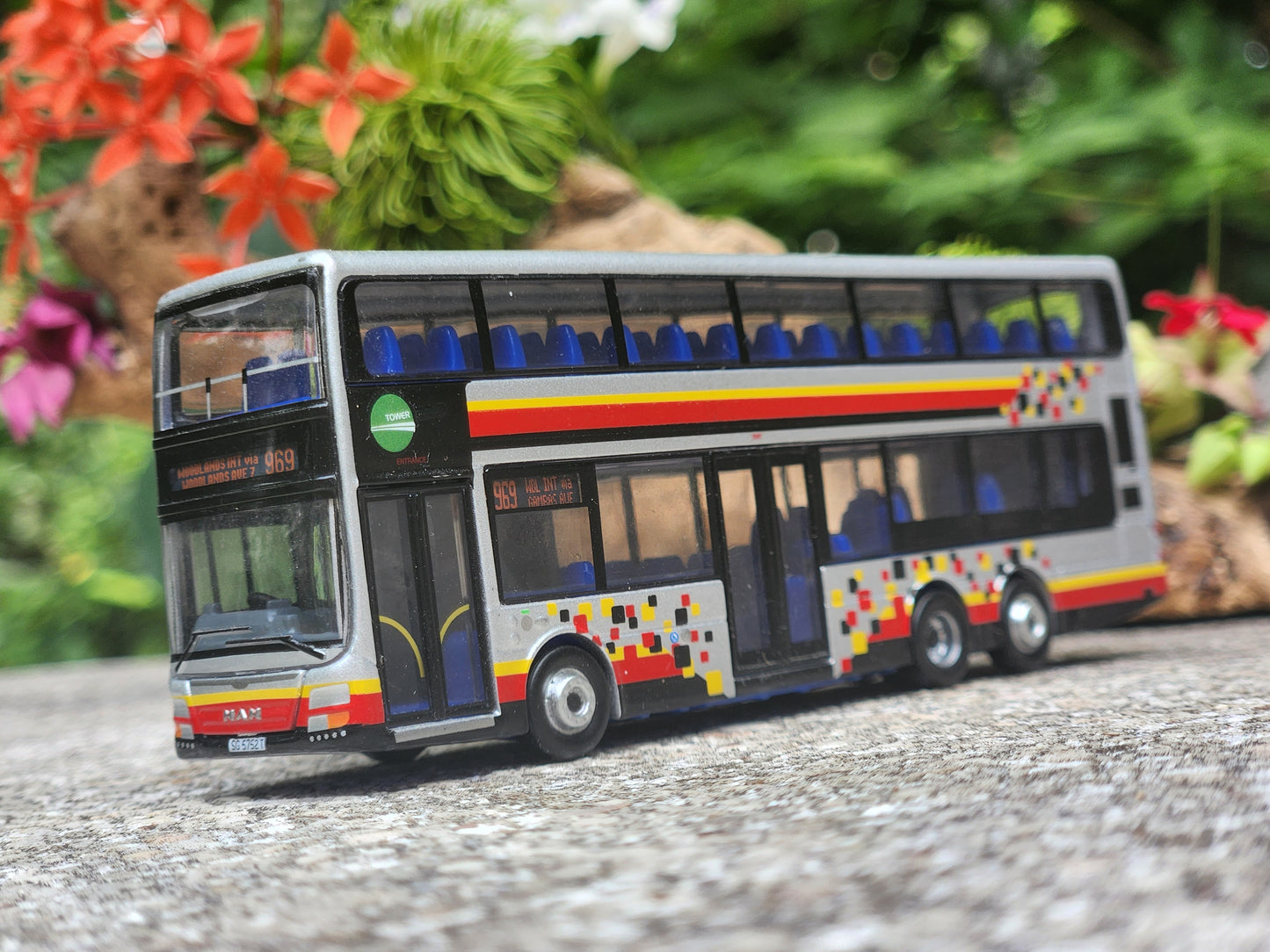 Bus Singapore, toy , service 969 , MAN model pixel  , 1:10 size ,Tower Transit