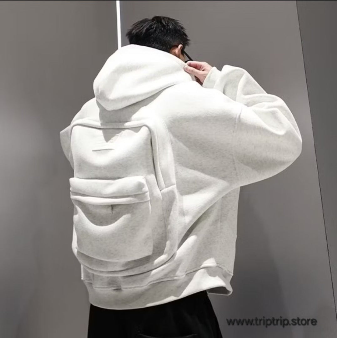Hoodie with Built-In Backpack | Travel Jacket for Airport, School, Outdoor & Dai