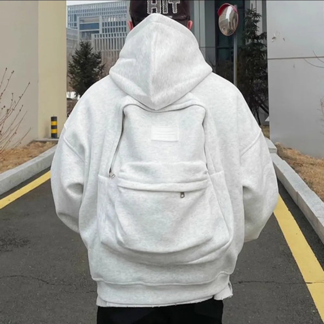 Hoodie with Built-In Backpack | Travel Jacket for Airport, School, Outdoor & Dai