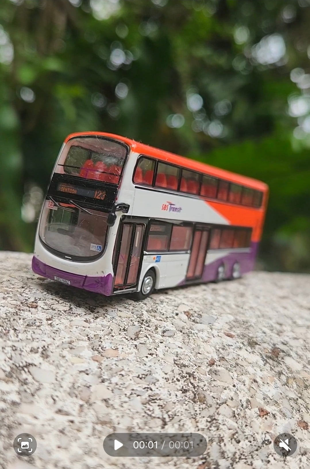 Bus Singapore, toy , service 123,double decker