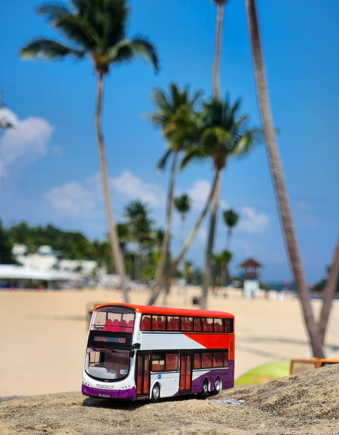 Bus Singapore, toy , service 123,double decker